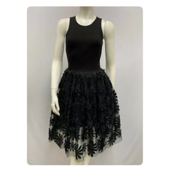 🖤 Maje Black Tulle Floral Sexy Ralph Cocktail Dress - Size Medium - Picture 1 of 9